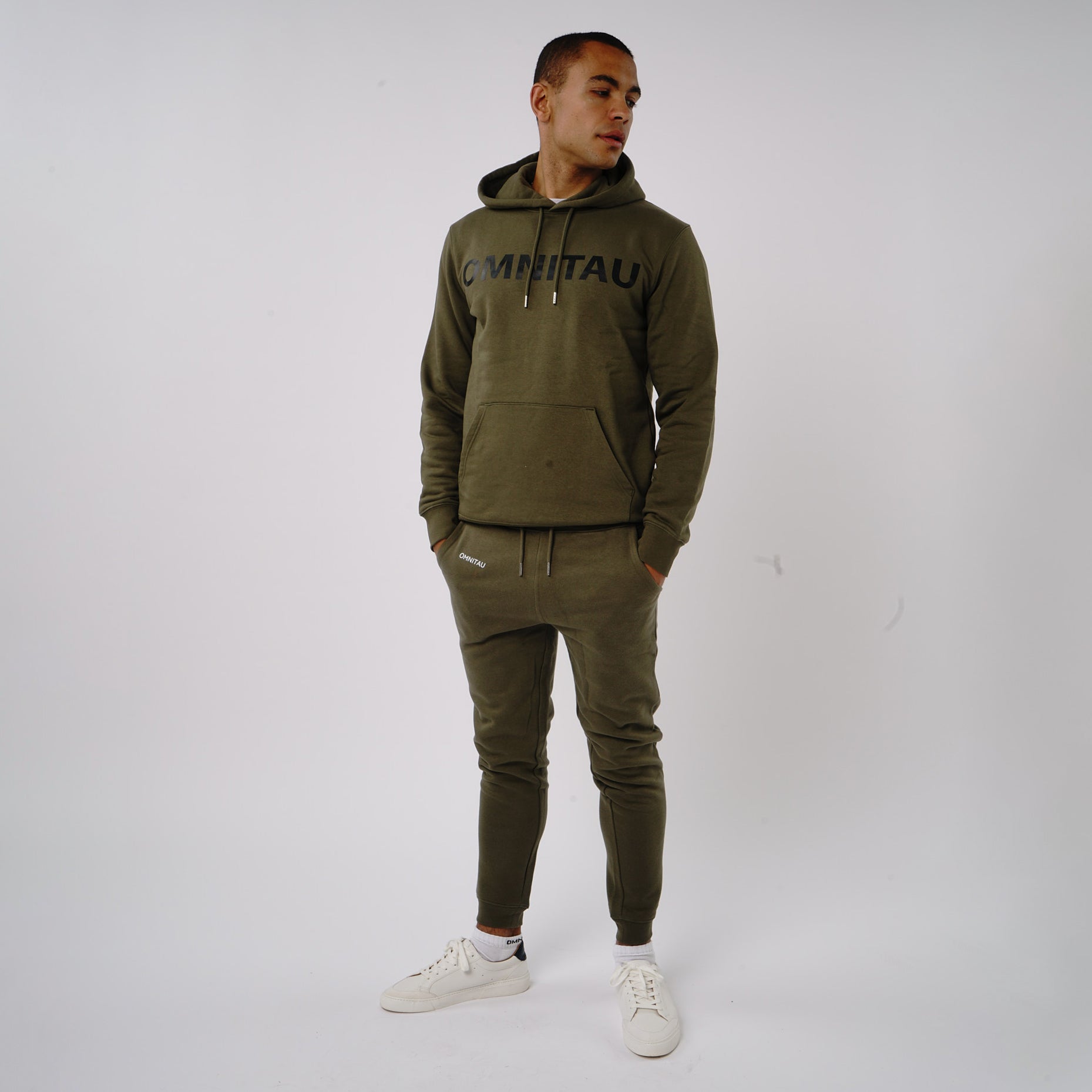 Omnitau Men's Tulsa Organic Cotton Casual Fit Jogger Sweat Pants Khaki Green