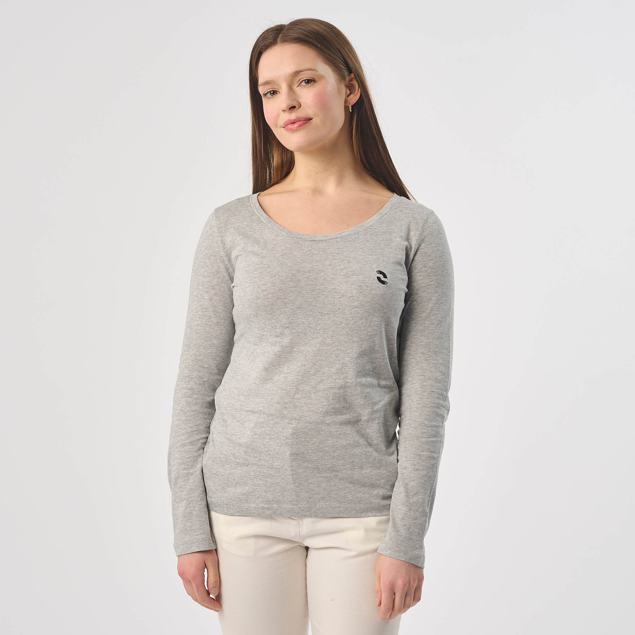 Omnitau Women's Organic Cotton Long Sleeve T-Shirt Heather Grey