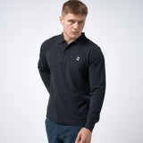 Omnitau Men's Pimlico Organic Cotton Long Sleeve Polo Shirt - Black