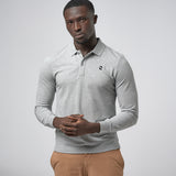 Omnitau Men's Prime Organic Cotton Long Sleeve Polo Shirt - Heather Grey