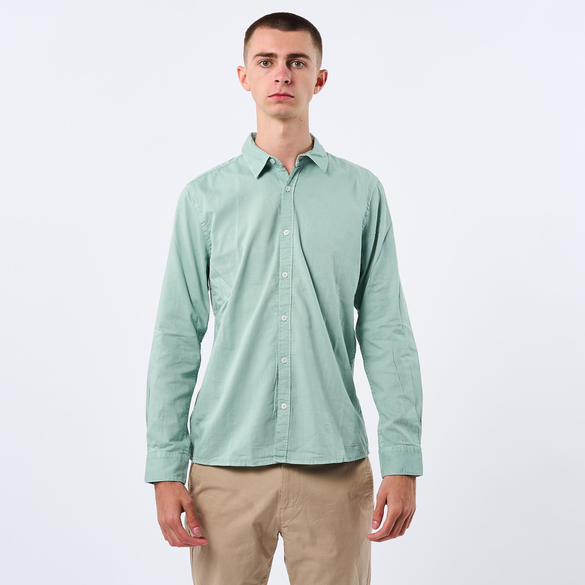 Omnitau Men's Varsity Organic Cotton Collared Shirt - Mid Green