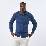 Omnitau Men's Varsity Organic Cotton Collared Shirt - Navy