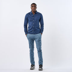 Omnitau Men's Henley Organic Cotton Chino Trousers - Vintage Blue