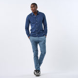Omnitau Men's Henley Organic Cotton Chino Trousers - Bleached Blue