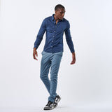 Omnitau Men's Henley Organic Cotton Chino Trousers - Bleached Blue