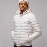 Omnitau Men's Hybrid Recycled Padded Hood Jacket - Off White