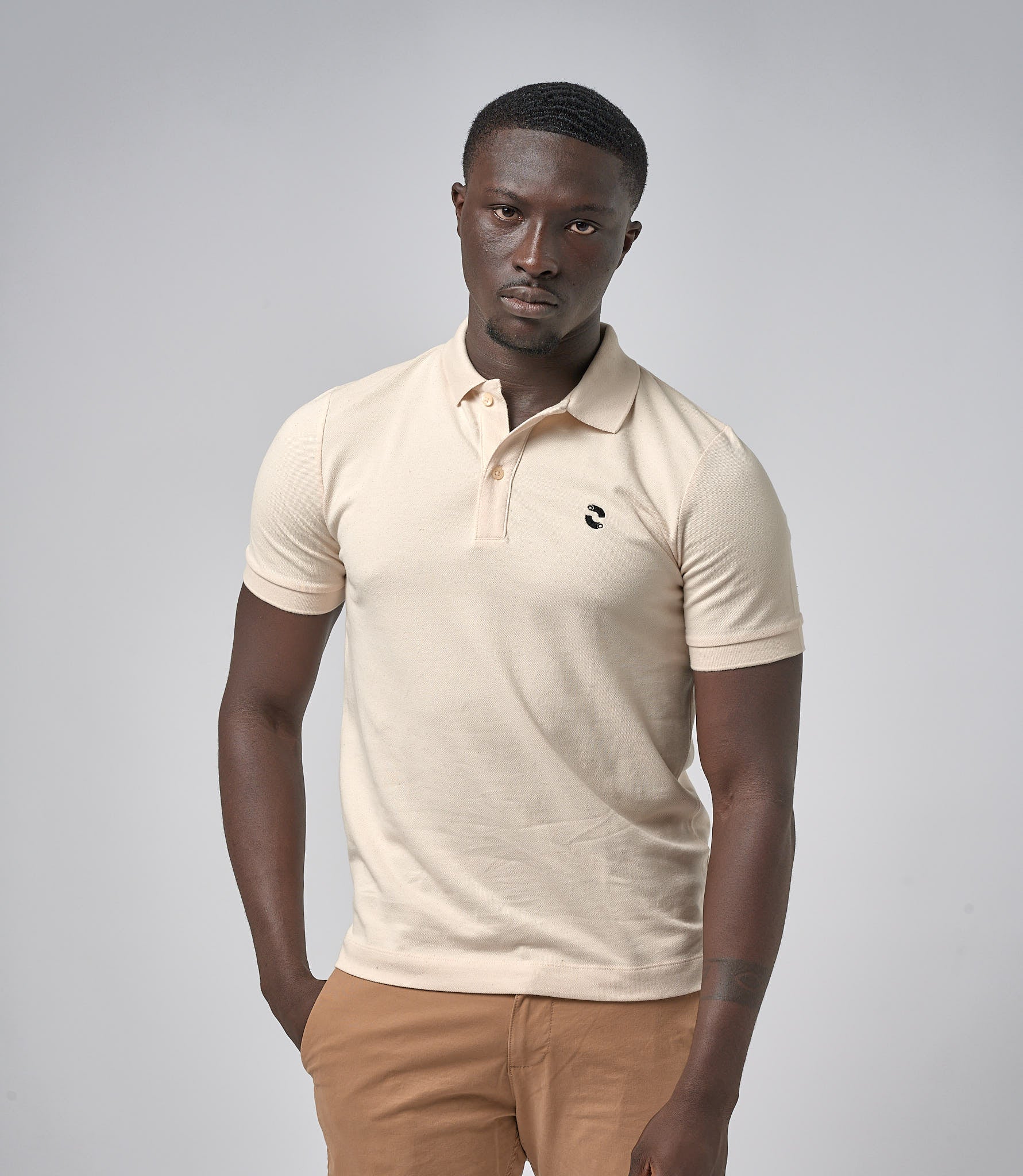 Omnitau Men's Pimlico Organic Cotton Short Sleeve Polo Shirt - Natural Cream