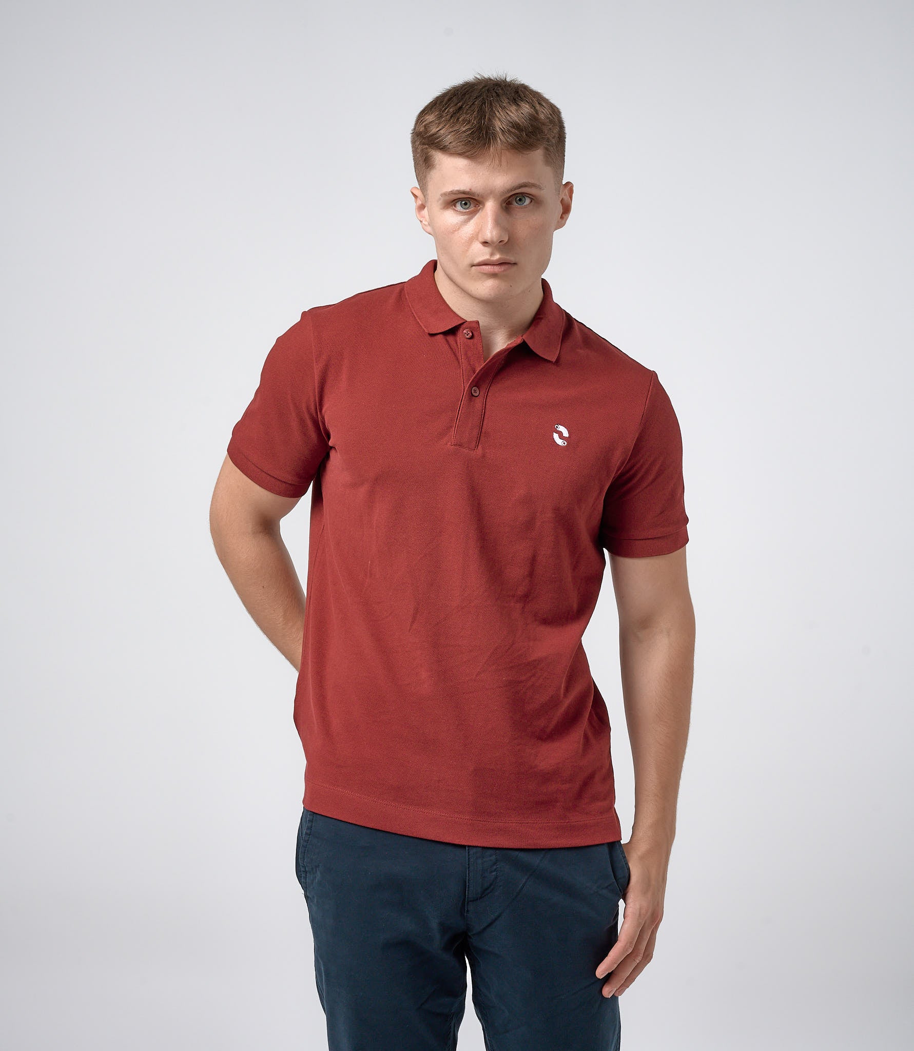 Omnitau Men's Prime Organic Cotton Short Sleeve Polo Shirt - Burgundy