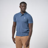 Omnitau Men's Prime Organic Cotton Short Sleeve Polo Shirt - Dark Heather Blue