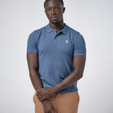 Omnitau Men's Prime Organic Cotton Short Sleeve Polo Shirt - Dark Heather Blue