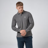 Omnitau Men's Prime Organic Cotton Long Sleeve Polo Shirt - Anthracite Grey