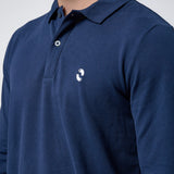 Omnitau Men's Prime Organic Cotton Long Sleeve Polo Shirt - French Navy