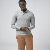 Omnitau Men's Prime Organic Cotton Long Sleeve Polo Shirt - Heather Grey