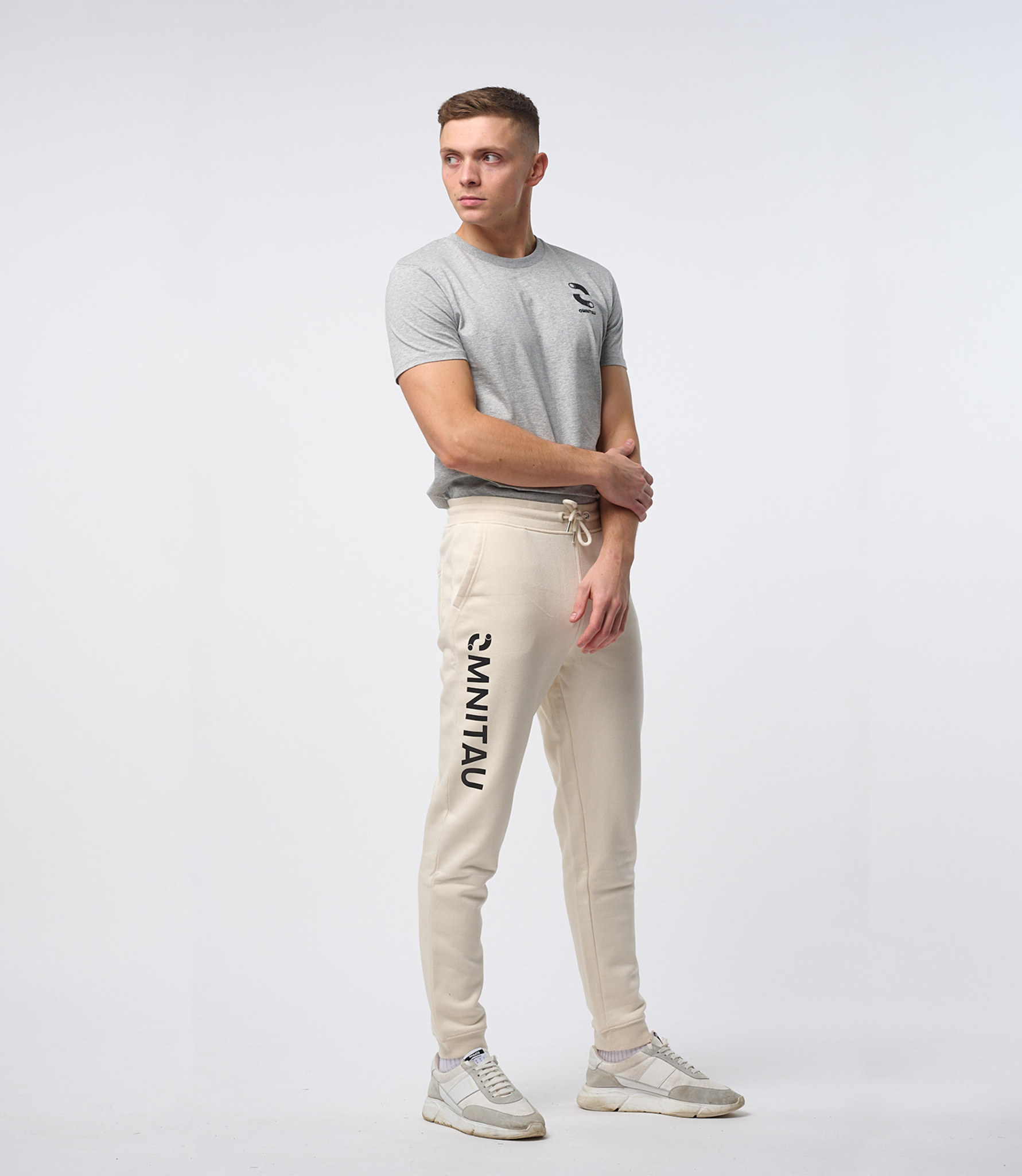 Omnitau Men's Prime Organic Cotton Jogger Sweat Pants Cream Natural