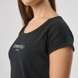 Omnitau Women's Organic Cotton Rolled Sleeve T-Shirt - Black
