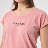 Omnitau Women's Organic Cotton Rolled Sleeve T-Shirt - Pink